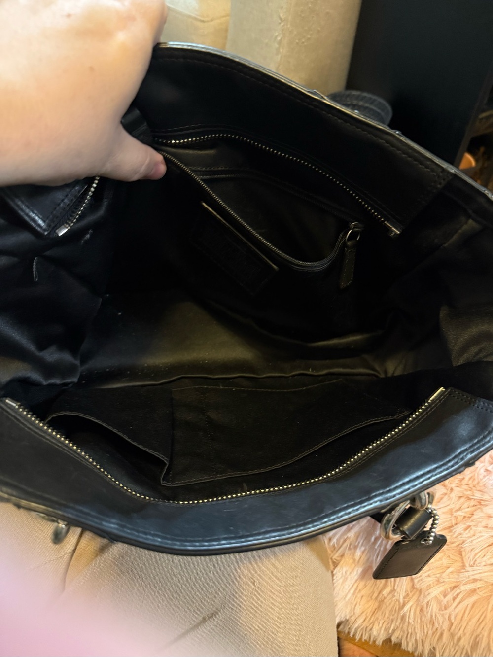 Coach Black Leather Satchel with Silver-Tone Accents - Picture 8 of 16